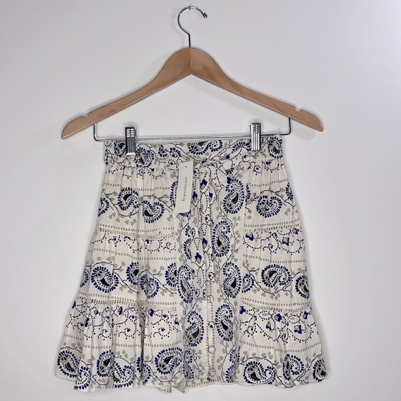 Francesca’s Collections Skirt Womens XS Ivory Paisley New - Picture 9 of 9
